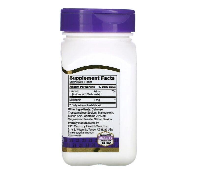 Melatonina 3 mg - 21st century - 200 comprimidos
