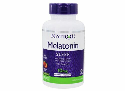 2x Melatonina 10 mg Fast Dissolve sublingual sabor Morango - Natrol - Total 200 comprimidos