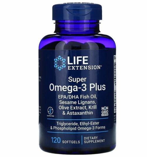 Super Omega-3 Plus  EPA/DHA com lignanas de gergelim, extrato de oliva, leo de Krill e Astaxantina- Life Extension - 120 Cpsulas