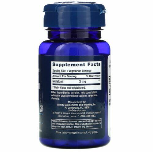 2x Melatonina 3 mg Lozenges - Life Extension - Total 120 Pastilhas