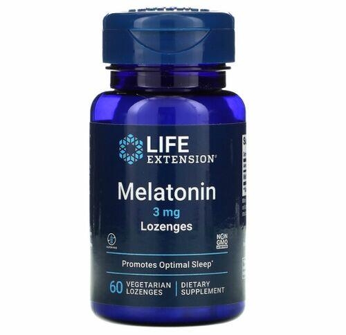 2x Melatonina 3 mg Lozenges - Life Extension - Total 120 Pastilhas