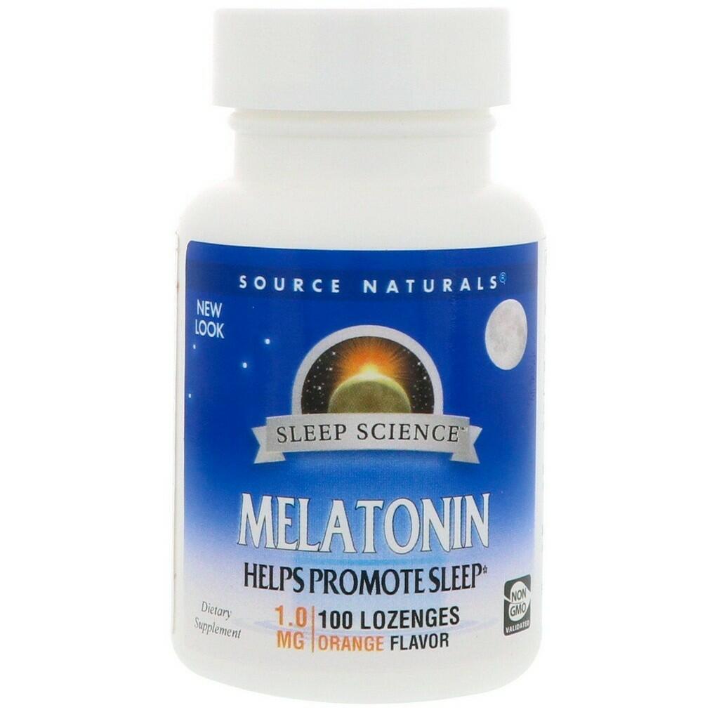 Melatonina 1 mg sublingual sabor Laranja - Source Naturals - 100 comprimidos (hormônio do sono)