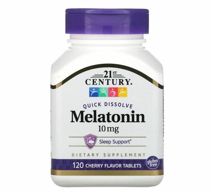 Melatonina 10 mg sublingual sabor cereja - 21st Century - 120 tablets