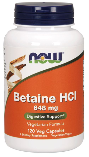 Betana HCL 648 Mg com 150 mg De Pepsina - Now Foods - 120 Cpsulas