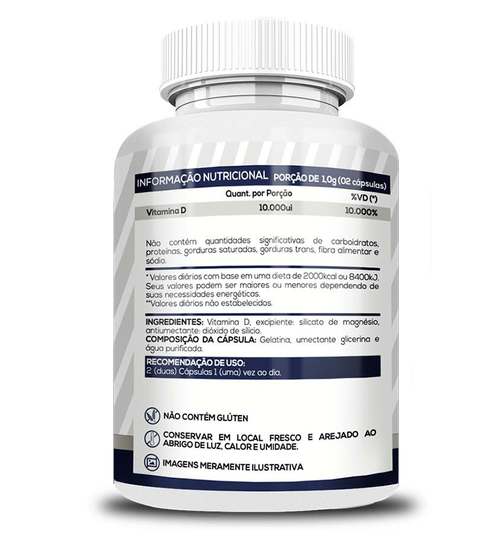 Vitamina D3 - 10.000 UI - Bionutri - 120 Cpsulas