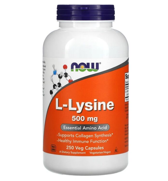 L-Lysine (L-Lisina) 500 mg - Now Foods - 250 Cápsulas