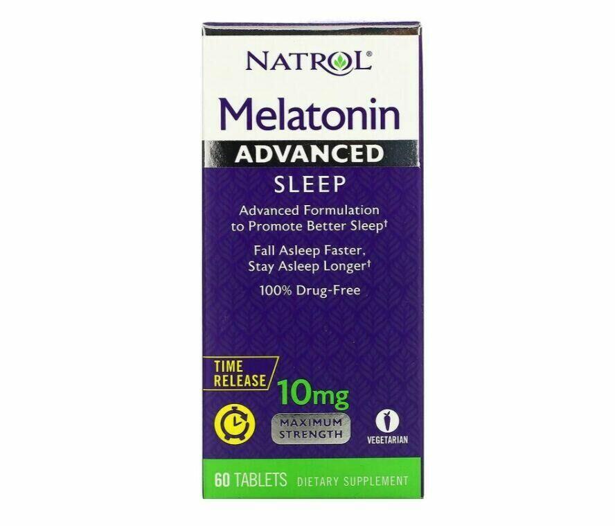 Melatonina 10 mg Liberação Rápida e Gradual -  Natrol - 60 comprimidos Força Máxima