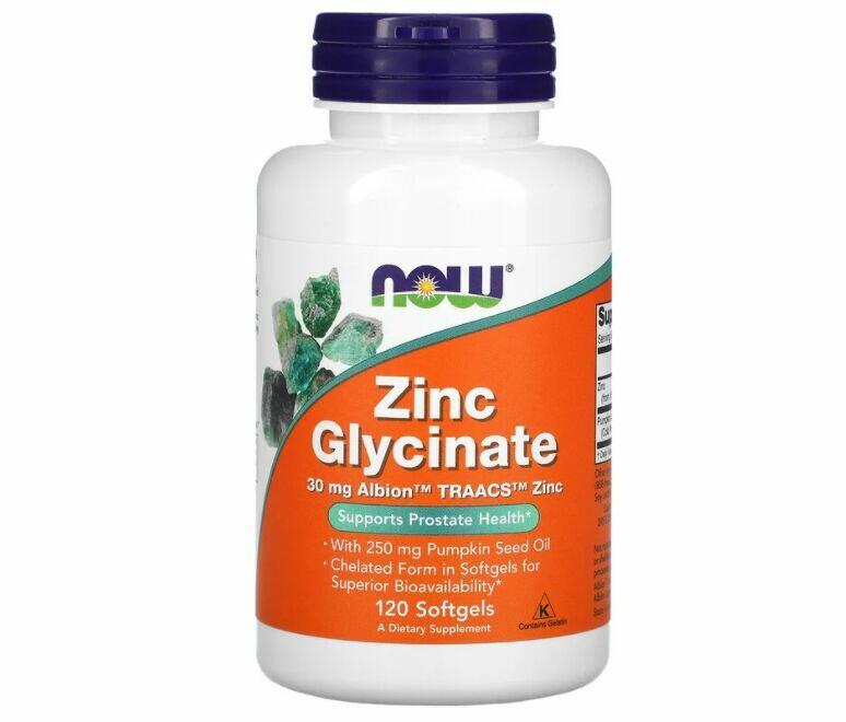 Glicianato de Zinco - Now Foods - 120 Softgels