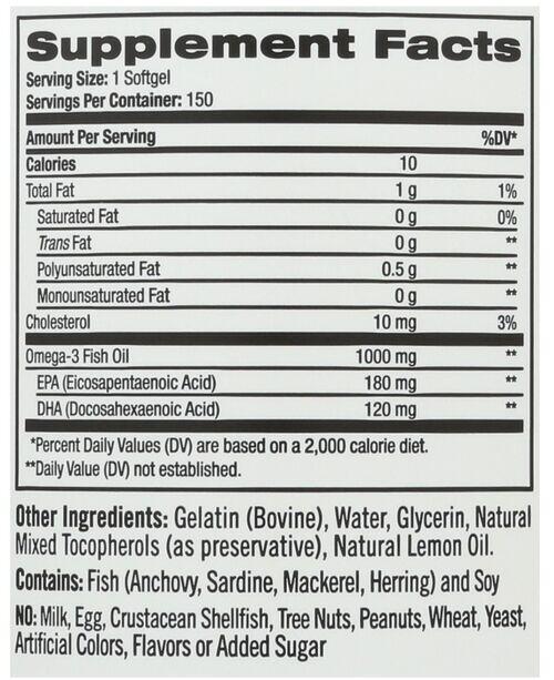 mega 3 Fish Oil 1000 mg - Natrol - 150 Softgels Limo