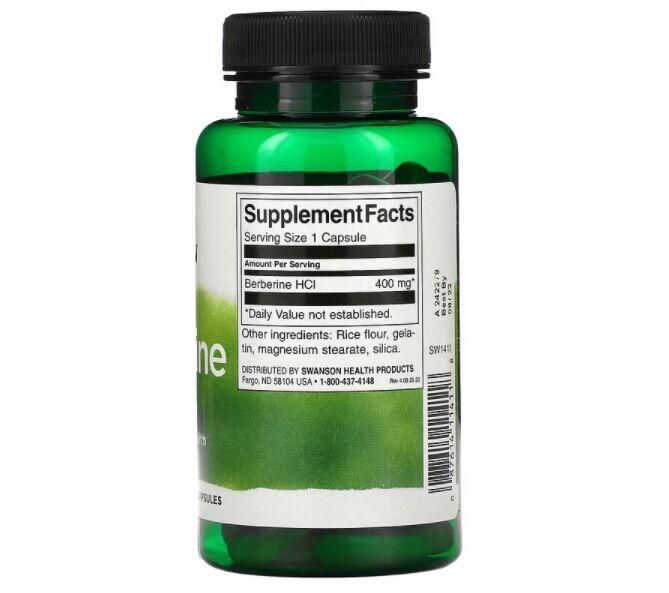 2 x Berberina 400 mg (Auxílio Glicêmico) - Swanson - Total 120 Cápsulas