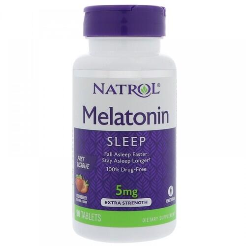 Melatonina 5 mg Fast Dissolve sublingual Sabor Morango - Natrol - 90 comprimidos -  Frete Grátis