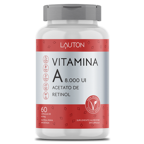 Vitamina A 8.000 UI - Lauton Nutrition - 60 Cápsulas