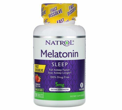Melatonina 5 mg Fast Dissolve sublingual Sabor Morango - Natrol - 150 comprimidos