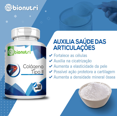 Colgeno Tipo II 500 mg - Bionutri - 120 Cpsulas