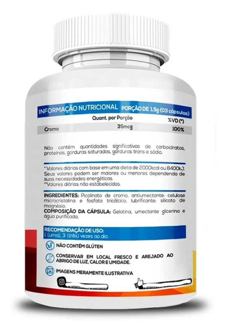 Picolinato de Cromo 35 mcg - Bionutri - 120 Cápsulas
