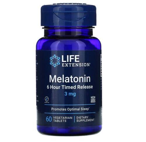 Melatonina 3 mg Liberao Gradual (6 horas) - Life Extension - 60 tablets