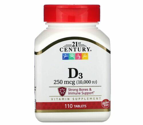 Vitamina D3 10.000 IU - 21st Century - 110 Tablets