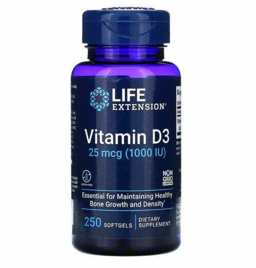 Vitamina D-3 1000 IU - Life Extension - 250 Softgels