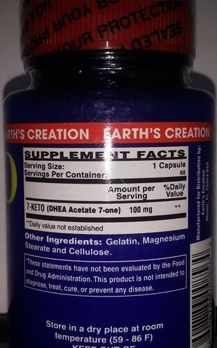 7-Keto DHEA 100 mg - Earths Creation - 60 cpsulas