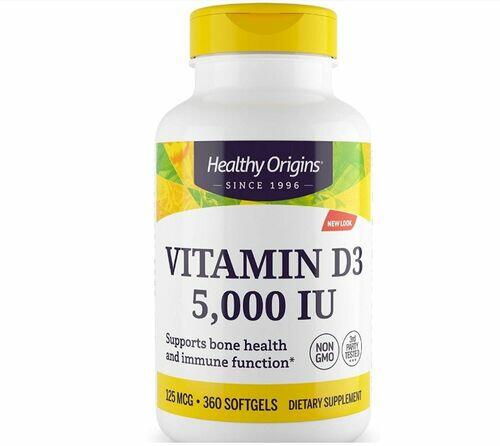 Vitamina D-3 5000 UI - Healthy Origins - 360 Softgels