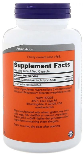 Gaba 750 mg - Now Foods - 200 cpsulas