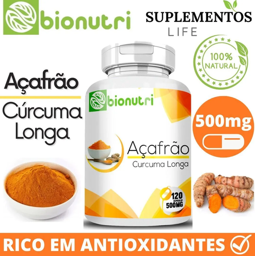 Curcuma longa 500 mg - Açafrão - Bionutri - 150 Cápsulas