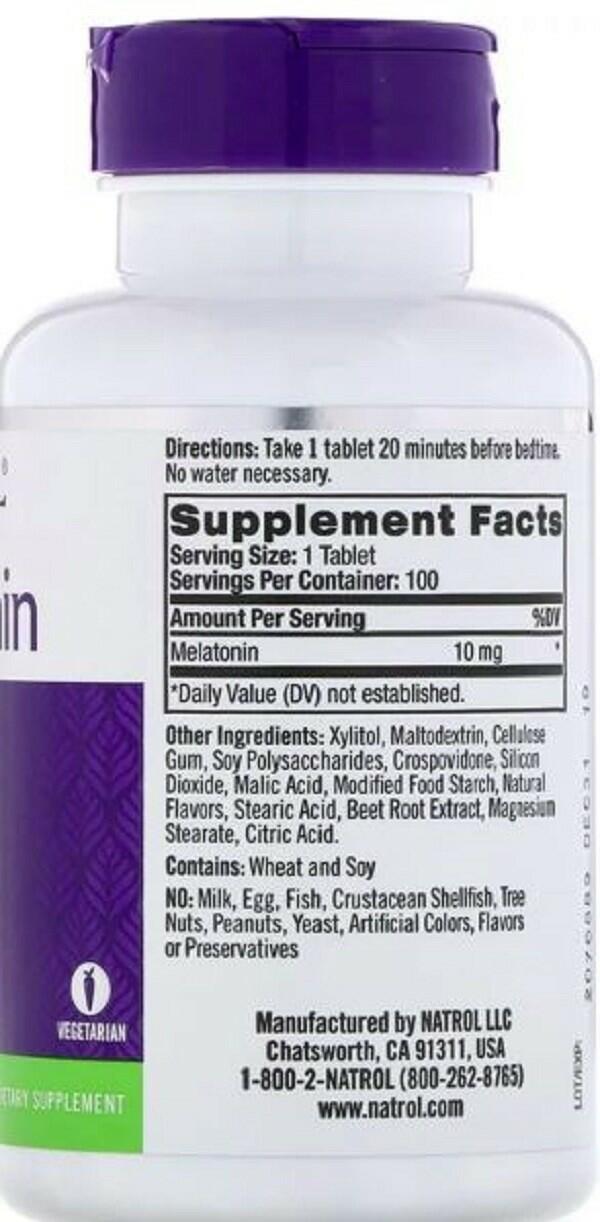 2 x Melatonina 10 mg Fast Dissolve sublingual sabor CITRUS - Natrol - Total 200 comprimidos