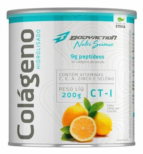 Colágeno Hidrolisado 200 g - Body Action - Sabor Limão com Clorofila