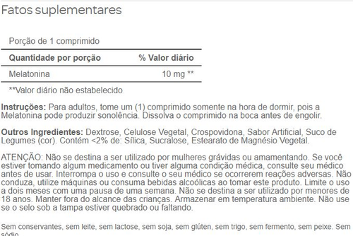 Melatonina 10 mg sublingual sabor Morango - Puritans Pride - 90 tablets