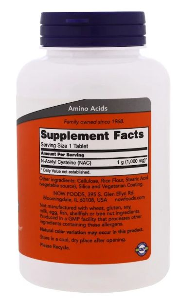 N- Acetil Cisteina (NAC) 1000 mg - Now Foods - 120 capsulas