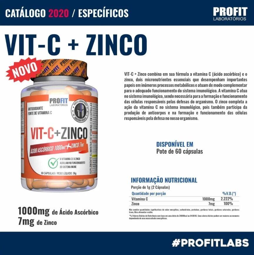 Kit Vitamina C 1000mg + Zinco 7mg - Profit Labs - Total 360 cápsulas