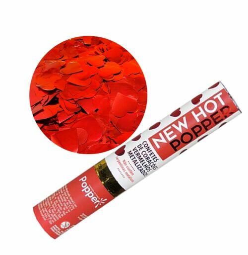 Lança Confete de Corações Vermelhos Metalizados - New Hot Popper