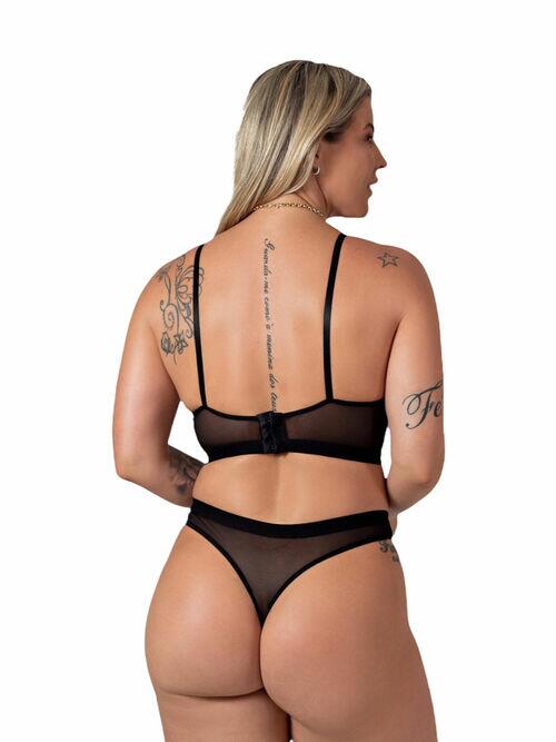Conjunto cropped sensual de tule 2070