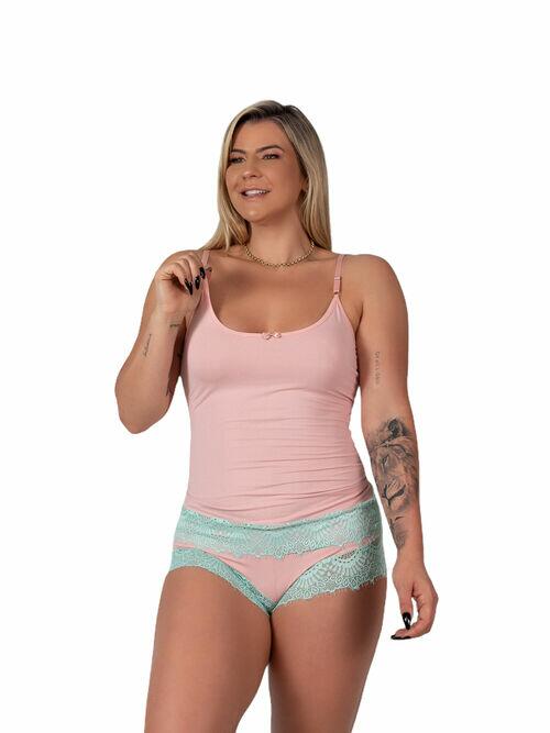 Baby Doll microfibra com renda chantily