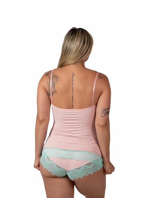 Baby Doll microfibra com renda chantily