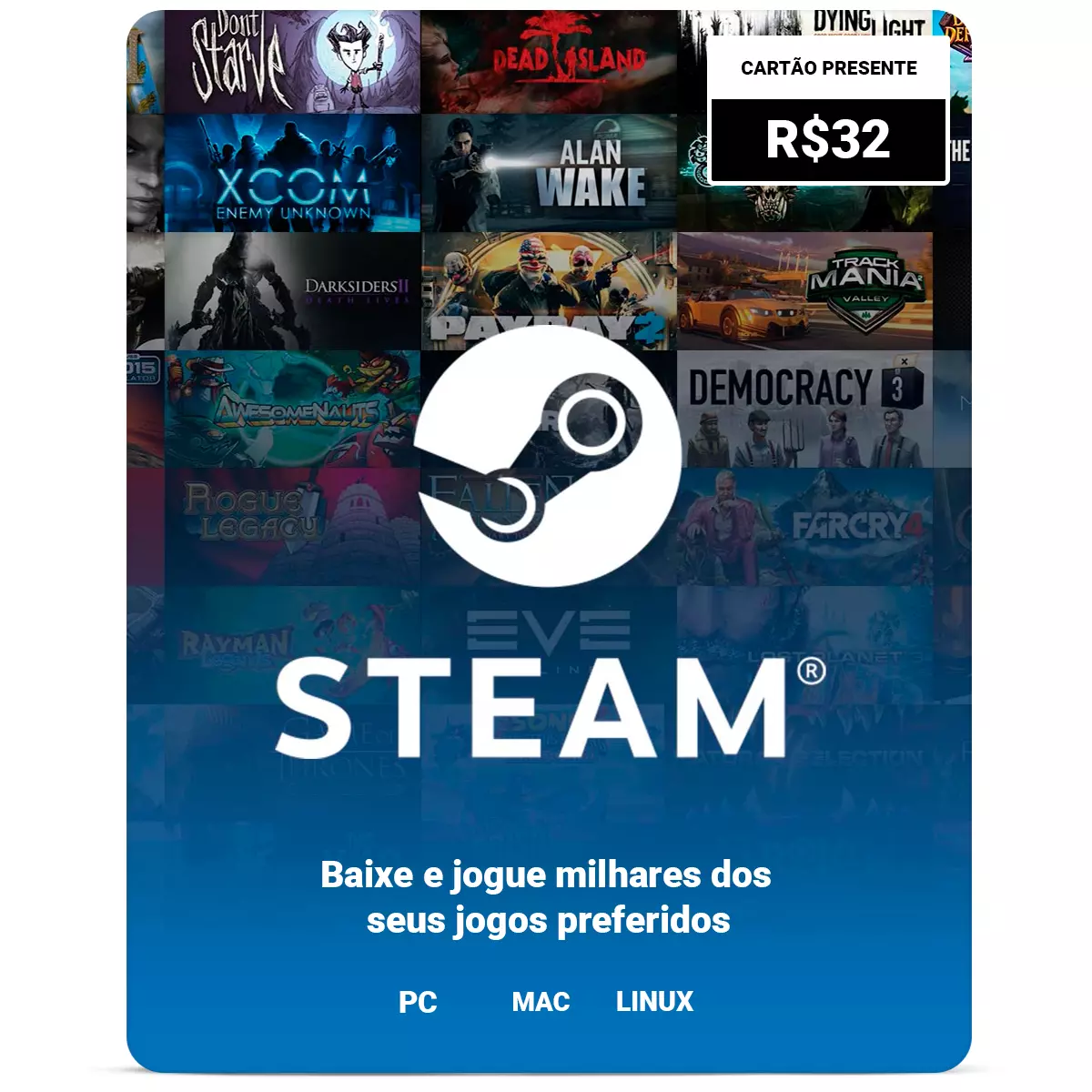 Gift Card Steam R$30 Reais - R$32,00