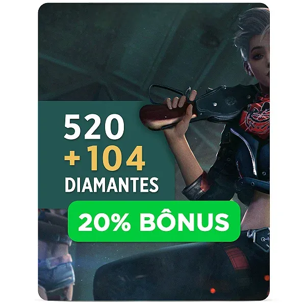 Free Fire - 520 Diamantes + 20% de Bônus - R$20,99