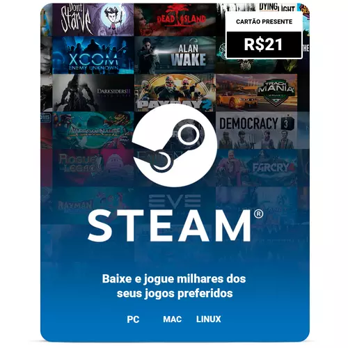 Gift Card Steam R$20 Reais - R$21,00