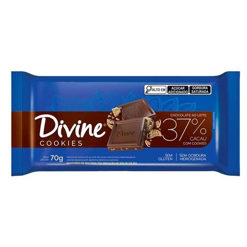 Chocolate ao Leite Sem Glten c/ Cookies Divine 70g