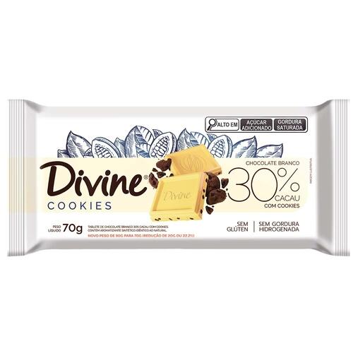Chocolate Branco Sem Glten c/ Cookies Divine 70g