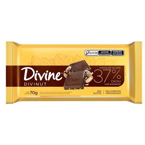 Chocolate Sem Glten C/ Amendoim Divinut Divine 70g