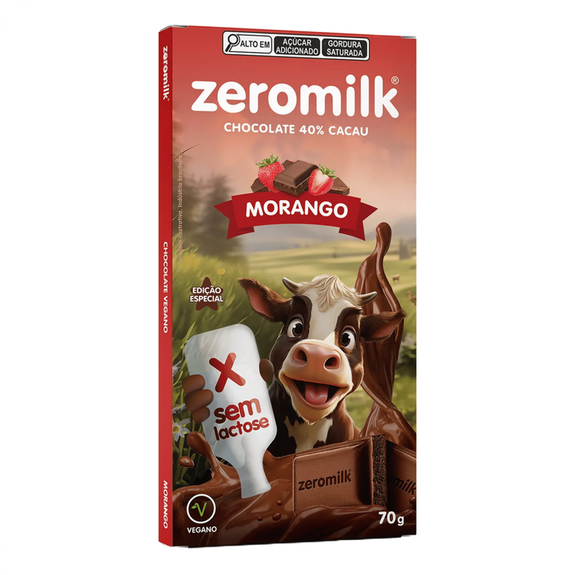 Comprar Chocolate Sem Glúten, Sem Leite sabor Morango Zeromilk 70g