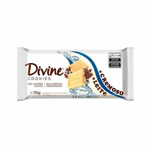 Comprar Chocolate Sem Glúten Branco c/ Cookies Mais Cremoso Divine 70g
