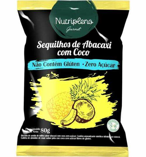 Sequilhos de Abacaxi com Coco Sem Glúten Zero Açúcar Nutripleno 80g