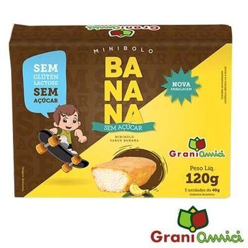 Caixa com 3 Minibolos de Banana Sem Glúten GraniAmici 120g
