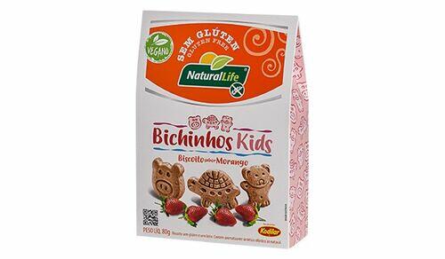 Biscoito Sem Glúten Bichinhos Kids sabor Morango Kodilar 80g