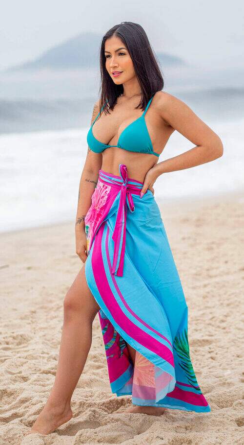 Saia Pareô Canga Saída de Praia Floral Azul