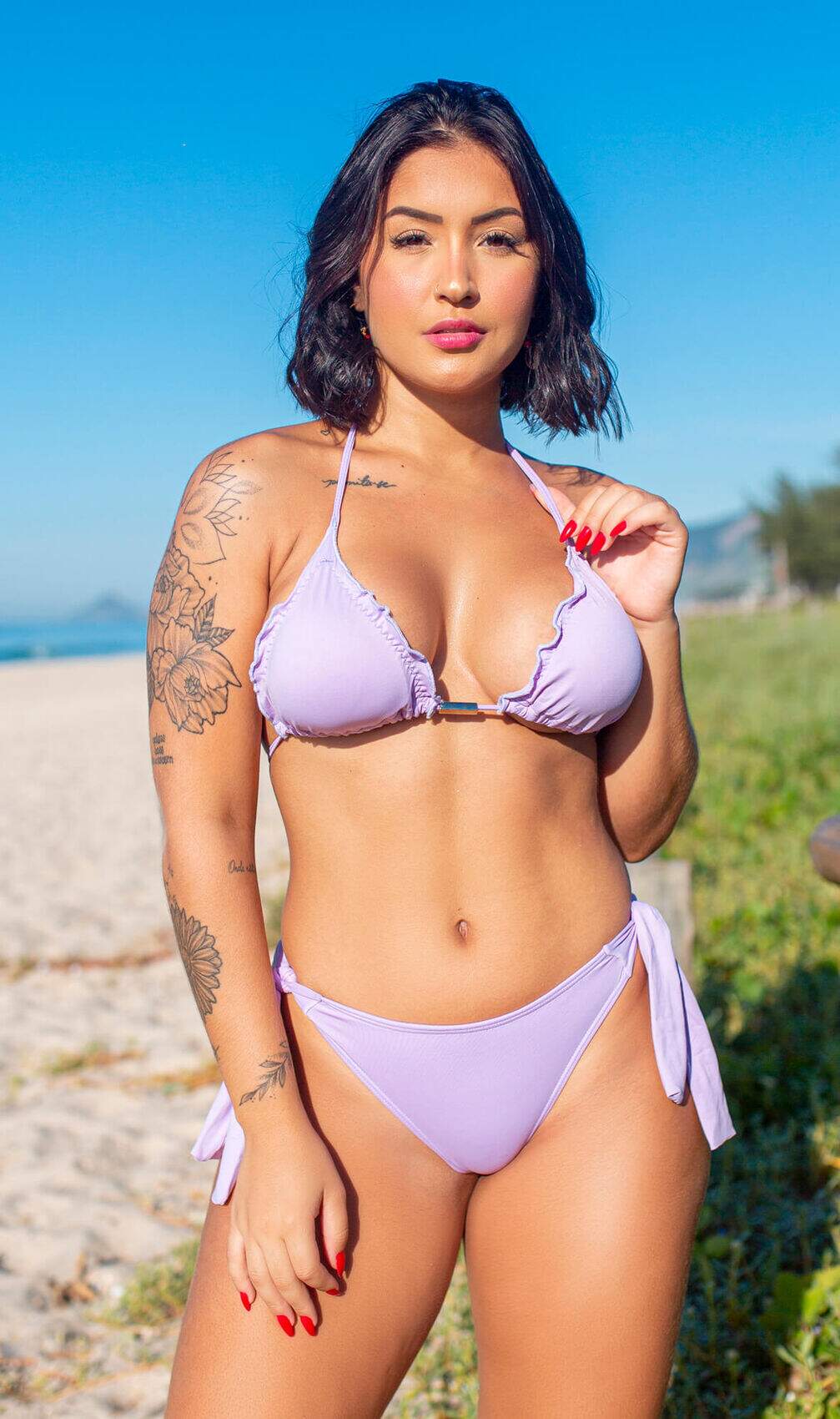 Conjunto Biquíni com Bojo e Calcinha Empina Bumbum Lavanda