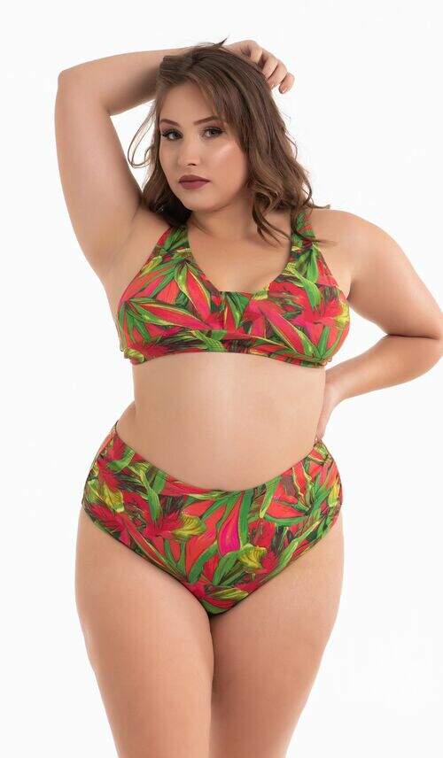 Biquíni Plus Size com Bojo e Calcinha Cintura Alta Fortaleza