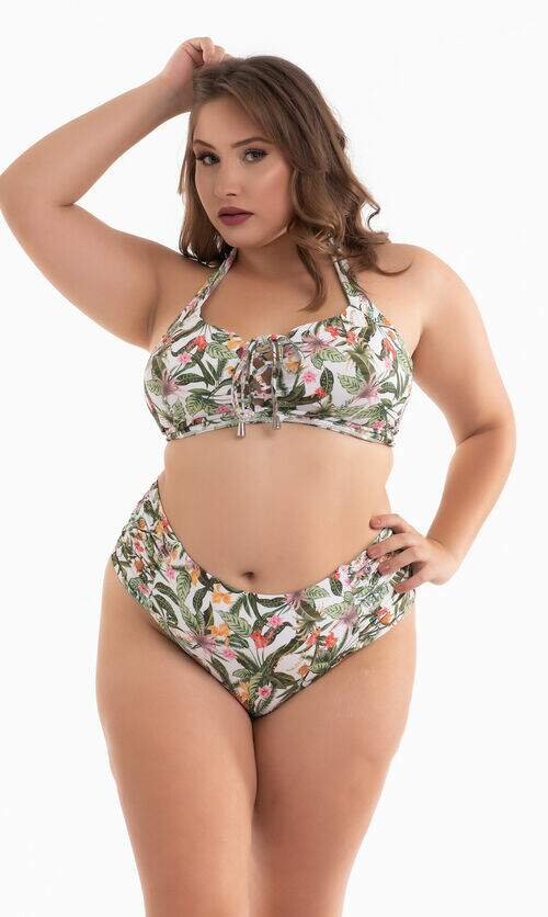 Biquíni Plus Size com Bojo Removível e Calcinha Costas Dupla Estampado